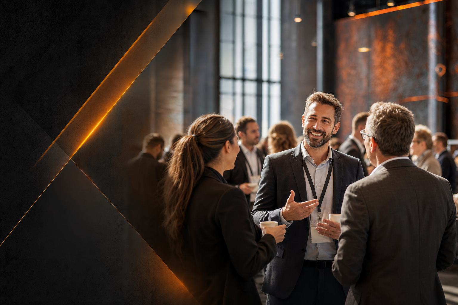 Business audience networking at a professional event